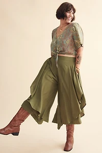 Green Layered Harem Palazzo Pants