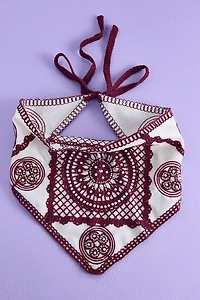 Floral Burgundy Beaded Headband Scarf