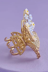 Gold Beaded Daisy Butterfly Mini Claw Clip