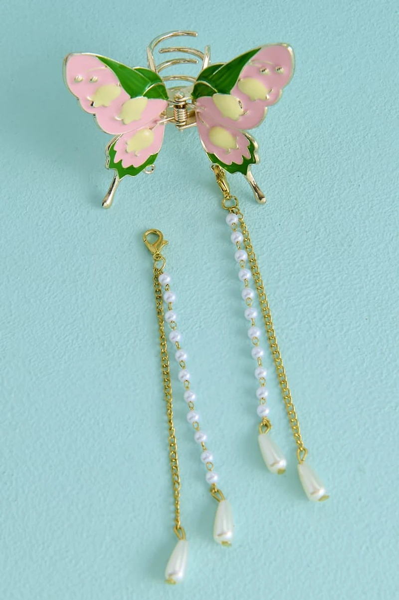 Butterfly Detachable Pearl Mini Claw Clip