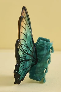 Green Iridescent Butterfly Mini Claw Clip