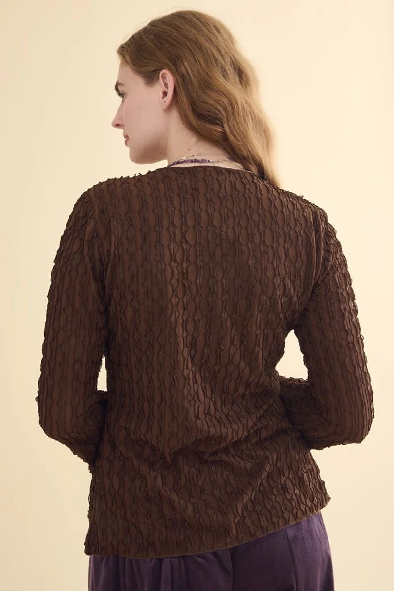 Brown Butterfly Tie Front Top