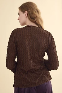 Brown Butterfly Tie Front Top
