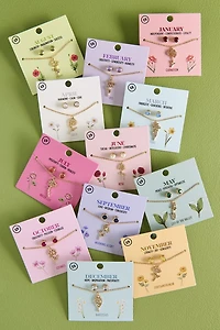 Gold Birthstone Flower Jewelry Set