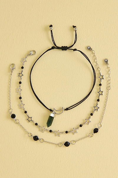 Buy Black Faux Dark Emerald Anklet Set Online at Earthbound Trading