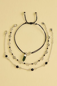 Buy Black Faux Dark Emerald Anklet Set Online at Earthbound Trading