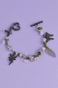 Rose Quartz Fairycore Chunky Charm Bracelet