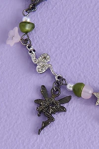 Rose Quartz Fairycore Chunky Charm Bracelet