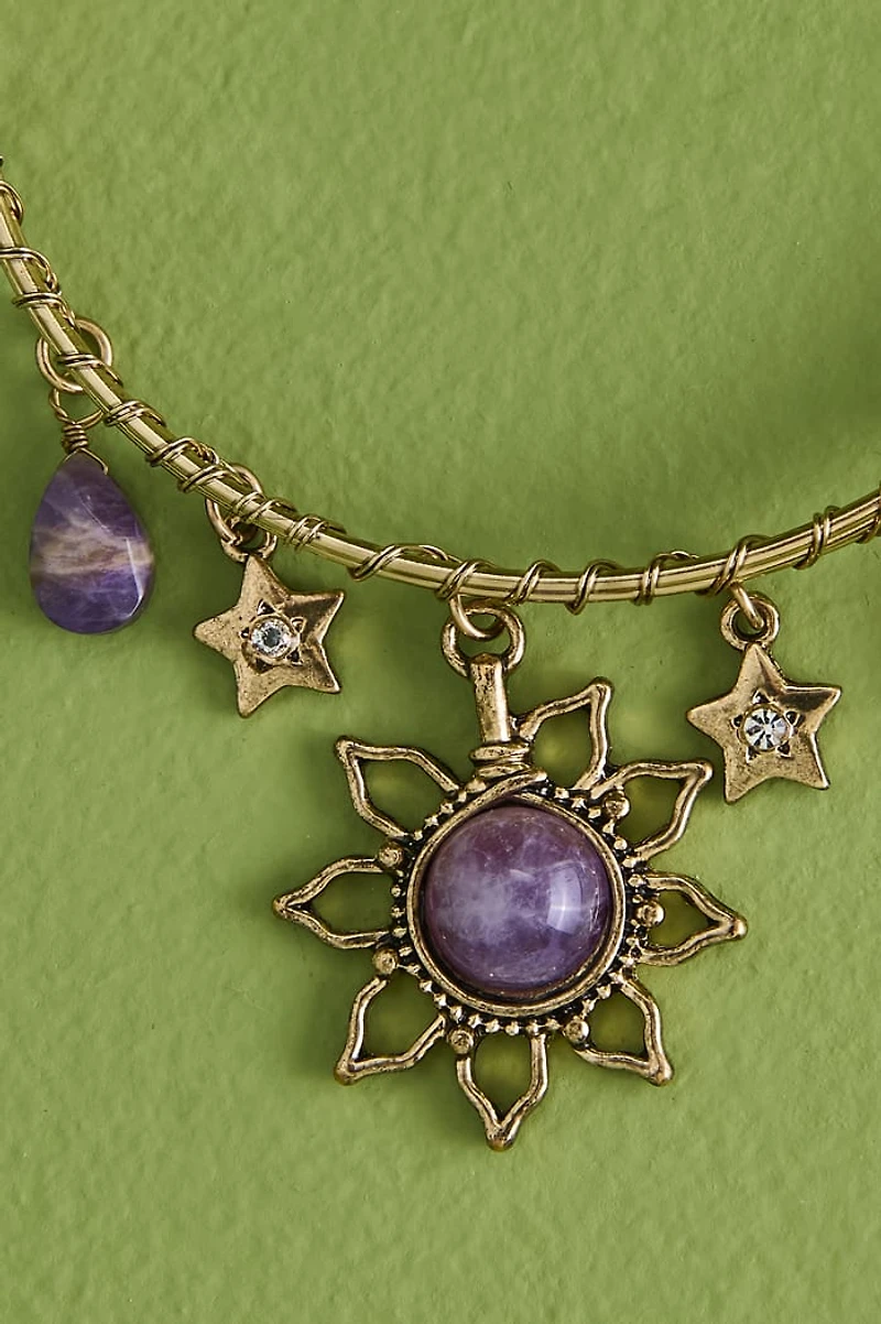 Amethyst Gold Sun Cuff