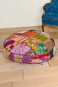Round Kantha Meditation Pouf