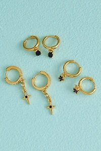 Gold Starry Mini Hoop Earring Set