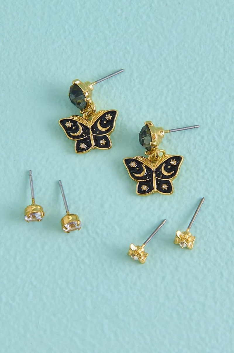 Black Celestial Butterfly Earring Set