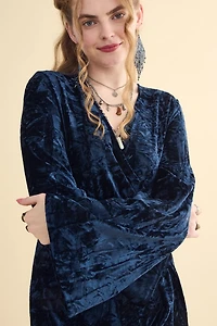 Buy Navy Velvet Bell Sleeve Jumpsuit Online at Earthbound Trading