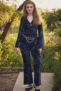 Buy Navy Velvet Bell Sleeve Jumpsuit Online at Earthbound Trading