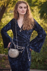 Buy Navy Velvet Bell Sleeve Jumpsuit Online at Earthbound Trading