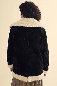 Buy Black Retro Velvet Faux Fur Jacket  Online at Earthbound Trading