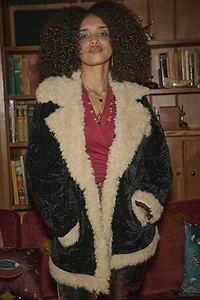 Buy Black Retro Velvet Faux Fur Jacket  Online at Earthbound Trading