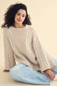 Buy Beige Chunky Cable Knit Sweater Online at Earthbound Trading