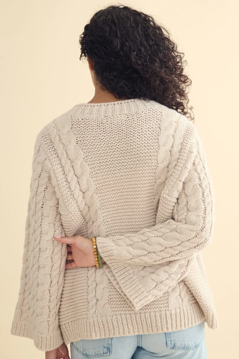 Buy Beige Chunky Cable Knit Sweater Online at Earthbound Trading