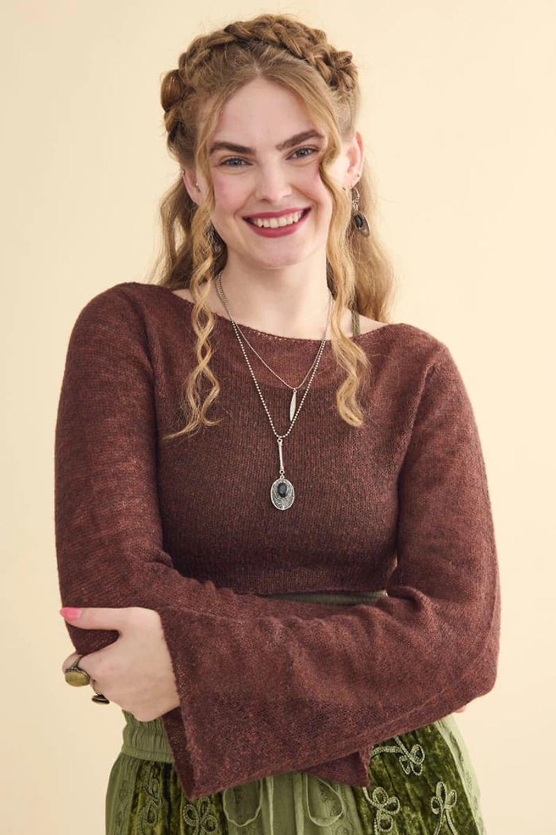 Buy Brown Cropped Sweater Shrug Online at Earthbound Trading