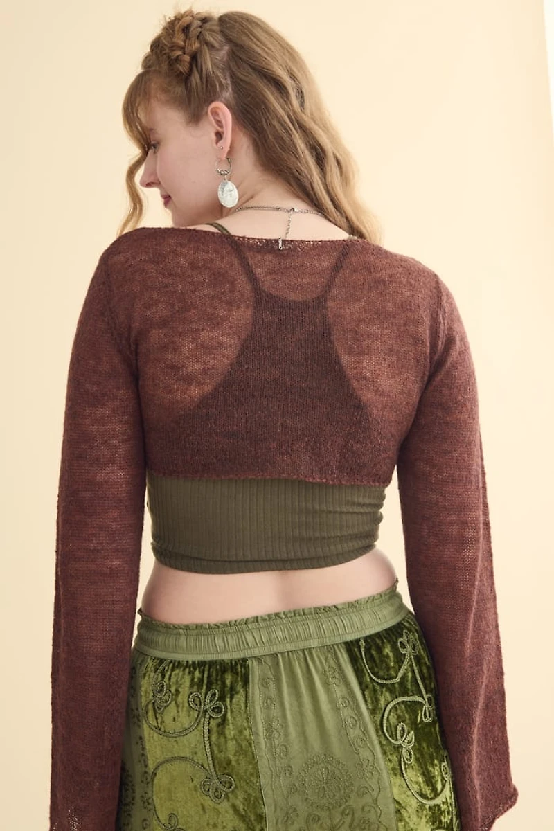 Buy Brown Cropped Sweater Shrug Online at Earthbound Trading