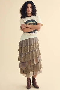 Sage Rose Tiered Lace Maxi Skirt