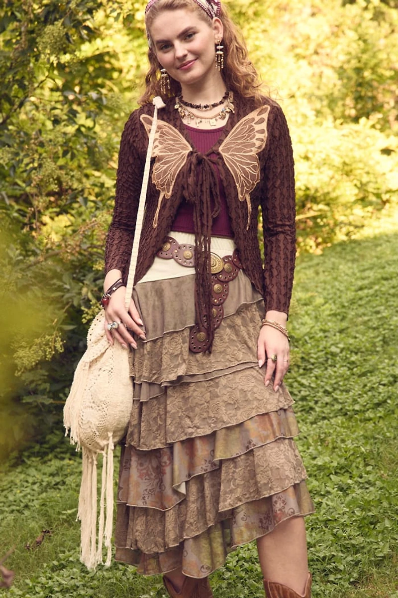 Sage Rose Tiered Lace Maxi Skirt