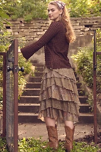 Sage Rose Tiered Lace Maxi Skirt