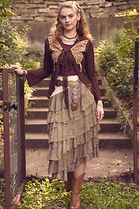 Sage Rose Tiered Lace Maxi Skirt