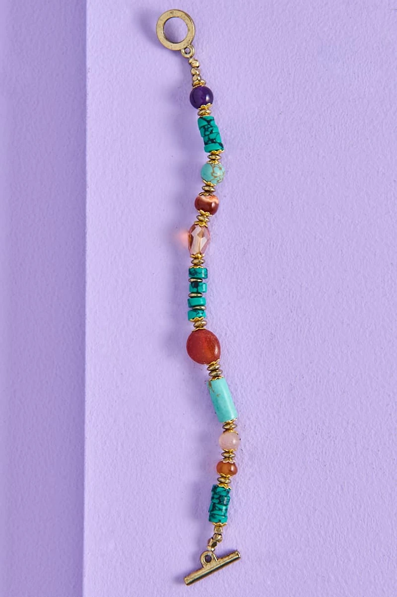 Mixed Stone Clay Bead Toggle Bracelet