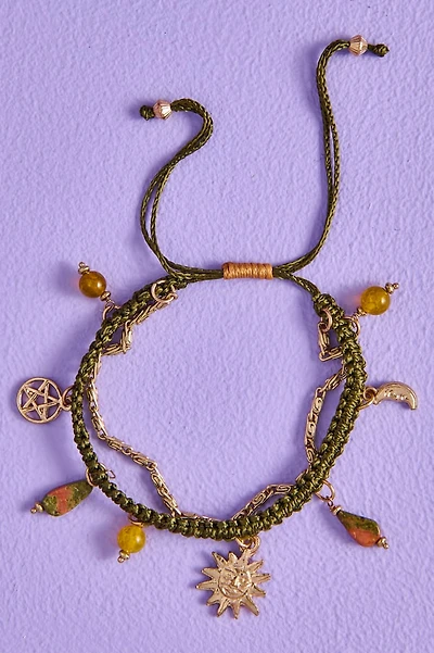 Multi Stone Boho Charm Layered Bracelet