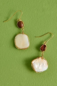 Mother of Pearl Gold Drop Earrings - Boho Chic Jewelry Shop