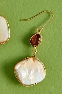 Mother of Pearl Gold Drop Earrings - Boho Chic Jewelry Shop
