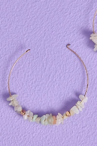 Mini Agate Chip Gold Hoop Earrings