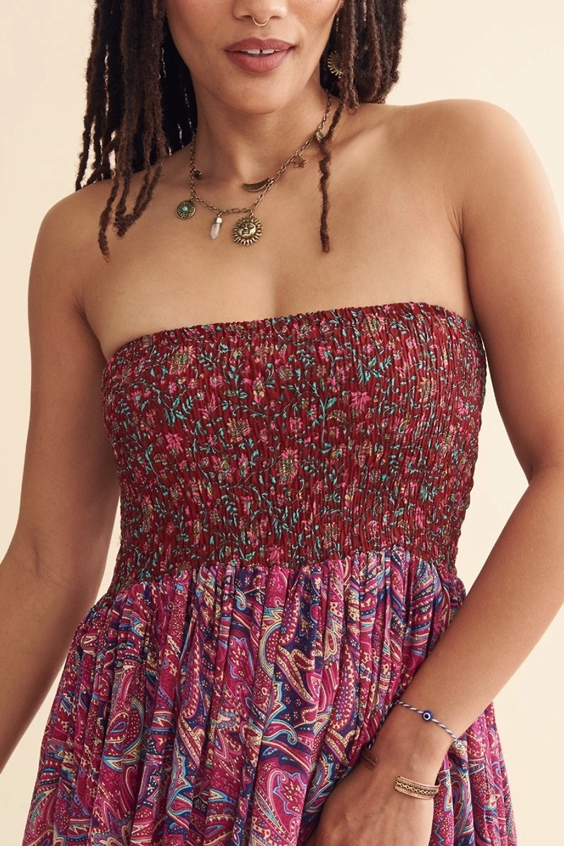 Magenta Sari Convertible Tube Dress