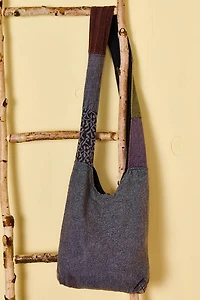 Grey Patchwork Hobo Crossbody Bag