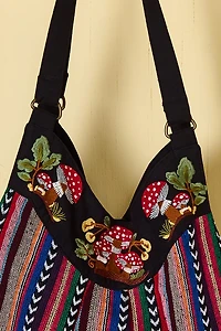 Mushroom Boho Embroidered Shoulder Bag