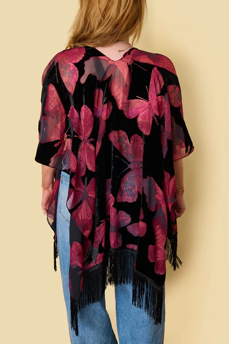 Butterfly Velvet Burnout Fringe Festival Shawl