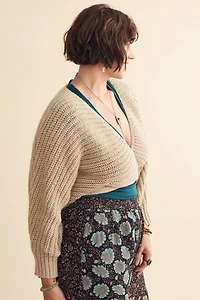 Oat Chunky Knit Tie Front Shrug
