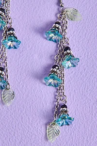 Blue Floral Charm Dangle Earrings