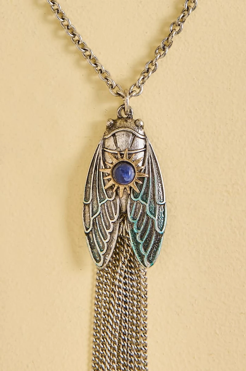 Sodalite Cicada Fringe Necklace