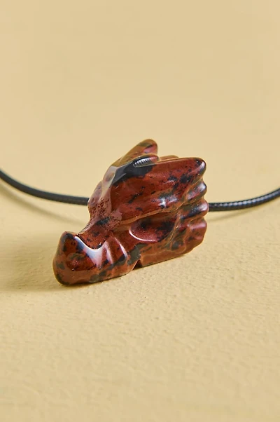 Jasper Dragon Head Figurine Necklace