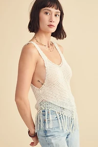 Ivory Crochet Fringe Tank
