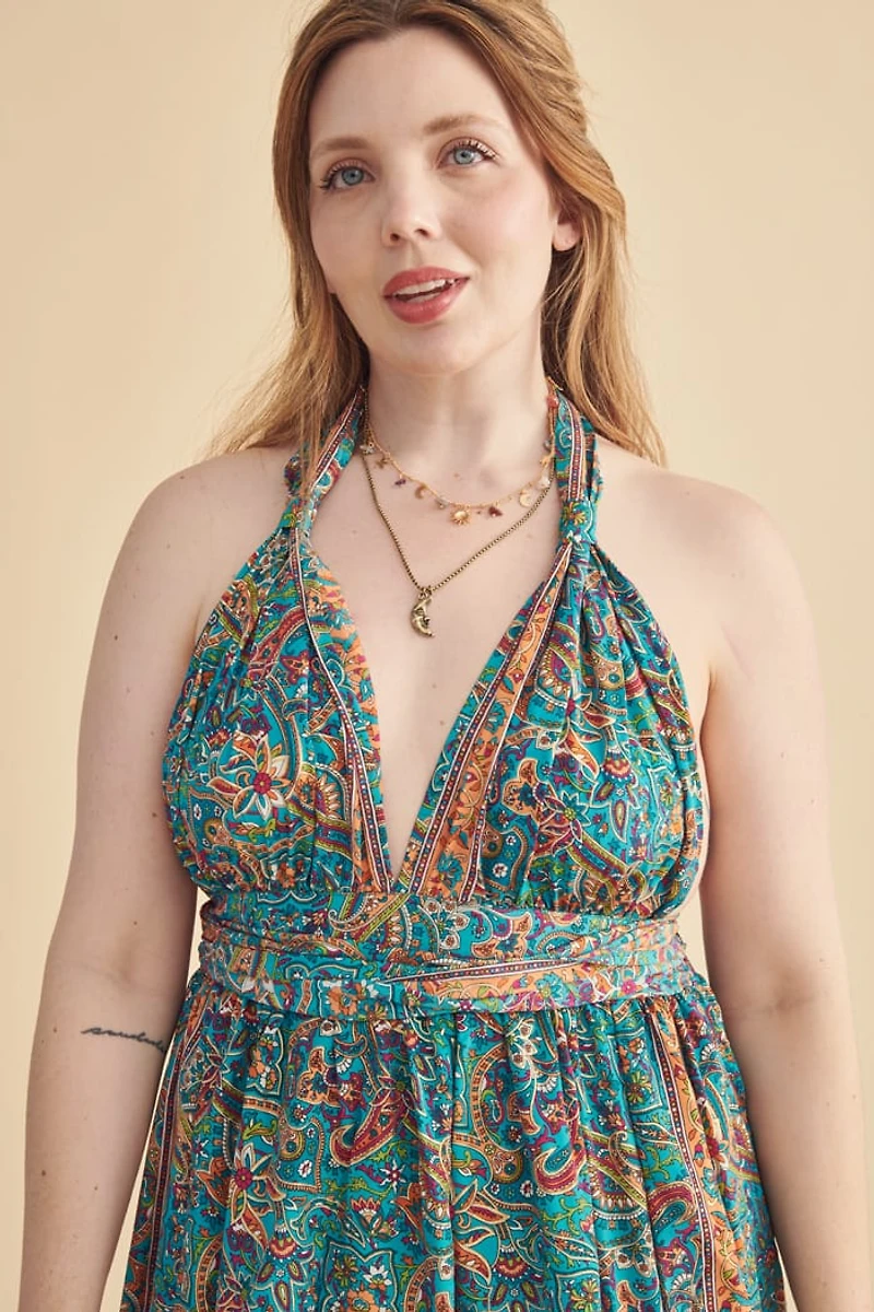 Blue Wrap Top Maxi Dress