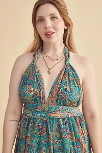 Blue Wrap Top Maxi Dress