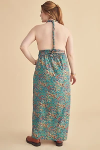 Blue Wrap Top Maxi Dress