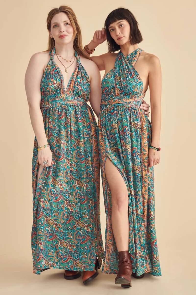 Blue Wrap Top Maxi Dress