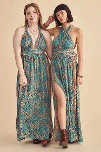 Blue Wrap Top Maxi Dress