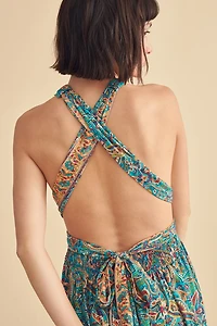 Blue Wrap Top Maxi Dress