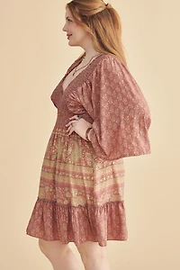 Mauve Paisley Boho Sari Dress